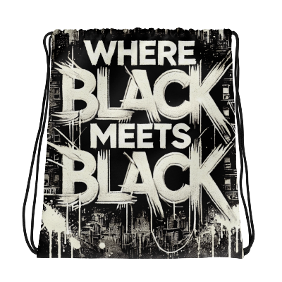 Where Black Meets Black Drawstring Bag